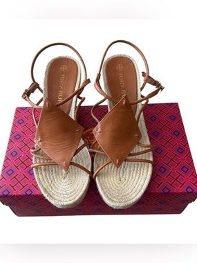 Tory Burch Diamond Patch Espadrille Wedge‎ Aged Camello 7